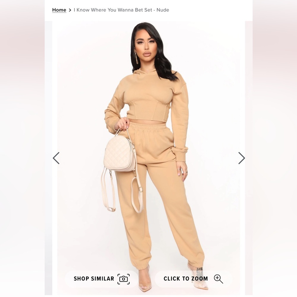 Fashion Nova Tan Jogger Set